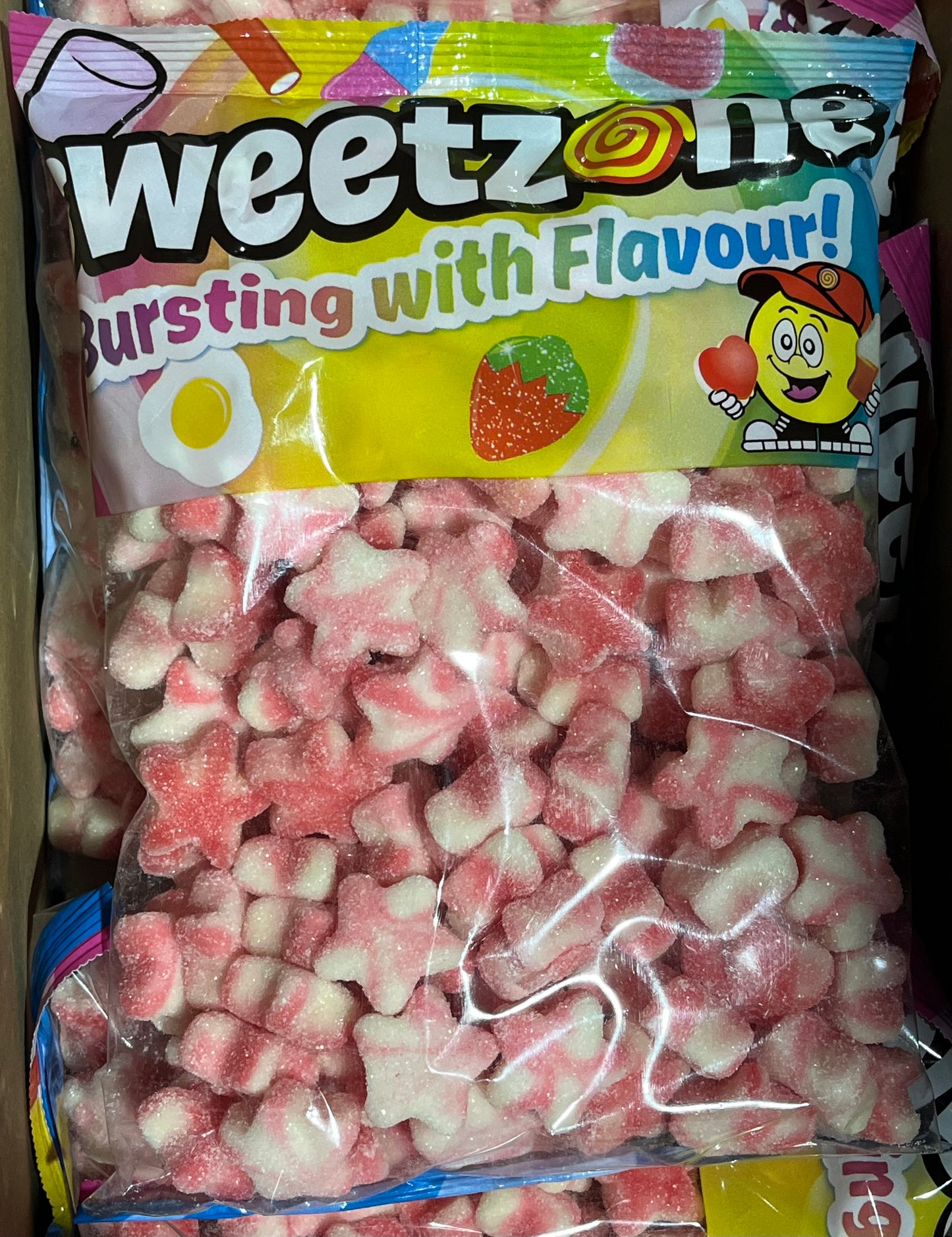 Fizzy Pink & White Stars 1KG Bag - 1F121