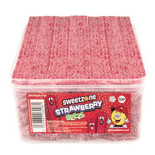 Sweetzone Strawberry Belts 1.1KG TUB (100 X 10p) HMC Certified Halal VEGAN