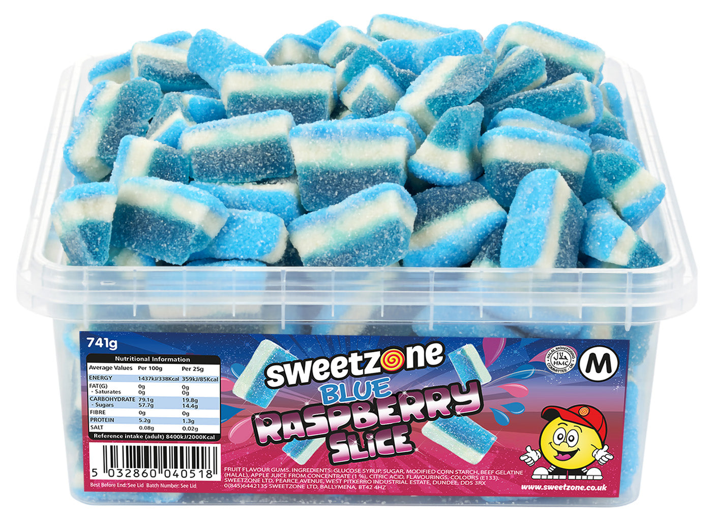 Sweetzone Blue Raspberry Slices 800g Tub HMC Certified Halal