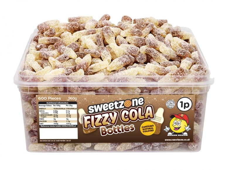 Sweetzone Fizzy Cola Bottles 805g Tub HMC Certified Halal