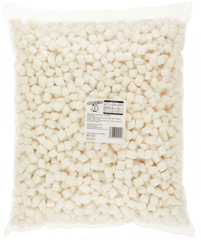 Sweetzone Plain White Mini Mallows 1kg Bag HMC Certified Halal