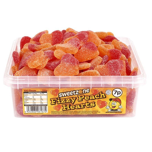 Sweetzone Fizzy Peach Hearts 700g TUB - 1H111 HMC Certified Halal