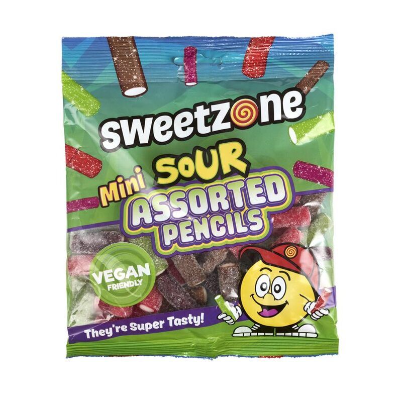 Vegan Sour Mini Assorted Pencils 180g Bag - 1D115