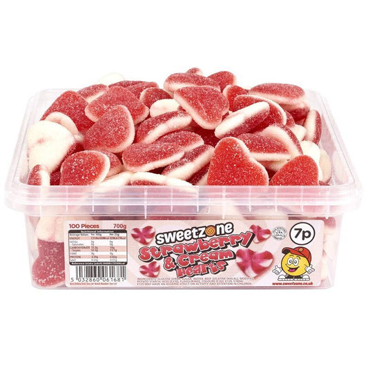 Sweetzone Strawberry & Cream Hearts 700g TUB - 1H113 HMC Certified Halal