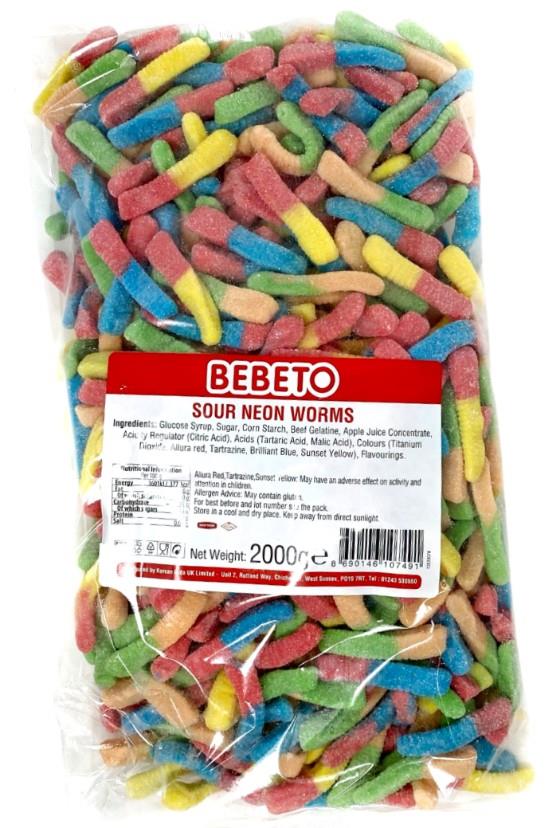 Bebeto Sour Worms 2 KG Bag Certified Halal (16020496)