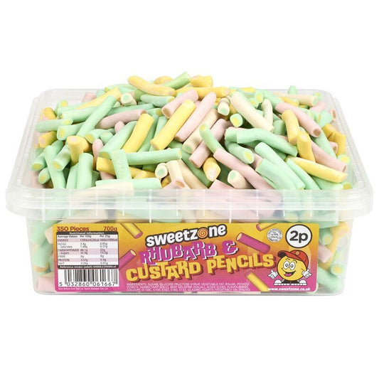 Sweetzone Rhubarb & Custard Pencils 700g TUB - 1H104 HMC Certified Halal