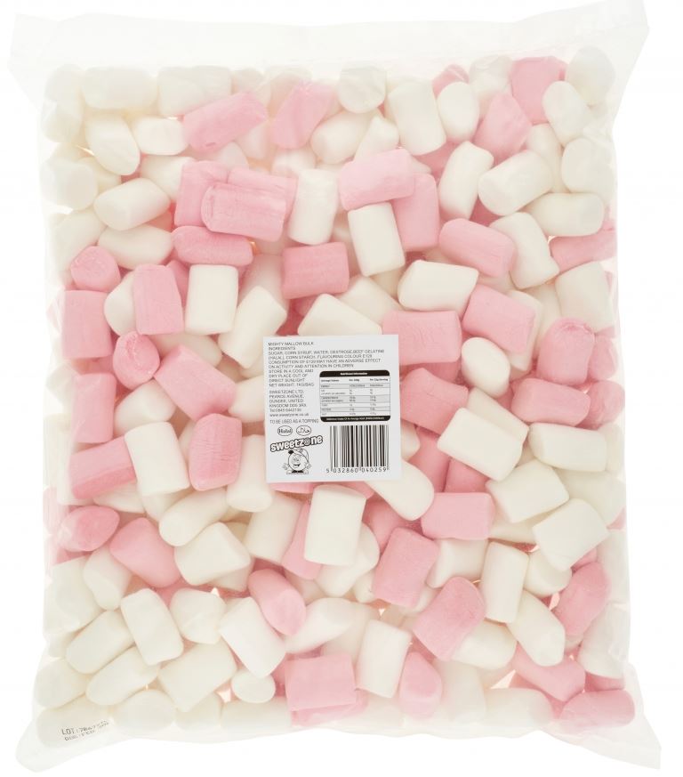 Sweetzone Pink & White Mighty Mallows 1kg Bag HMC Certified Halal