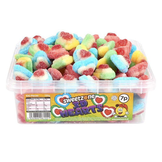 Sweetzone Fizzy 3D Hearts 700g TUB - 1H105 HMC Certified Halal