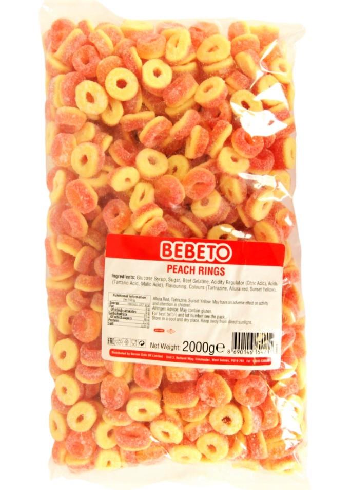 Bebeto Peach Rings 2 KG Bag Certified Halal (16015939)