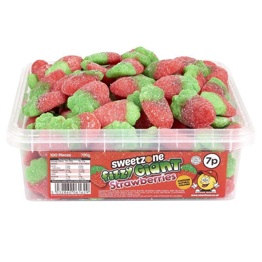 Sweetzone Fizzy Giant Strawberry 700g TUB - 1H110 HMC Certified Halal