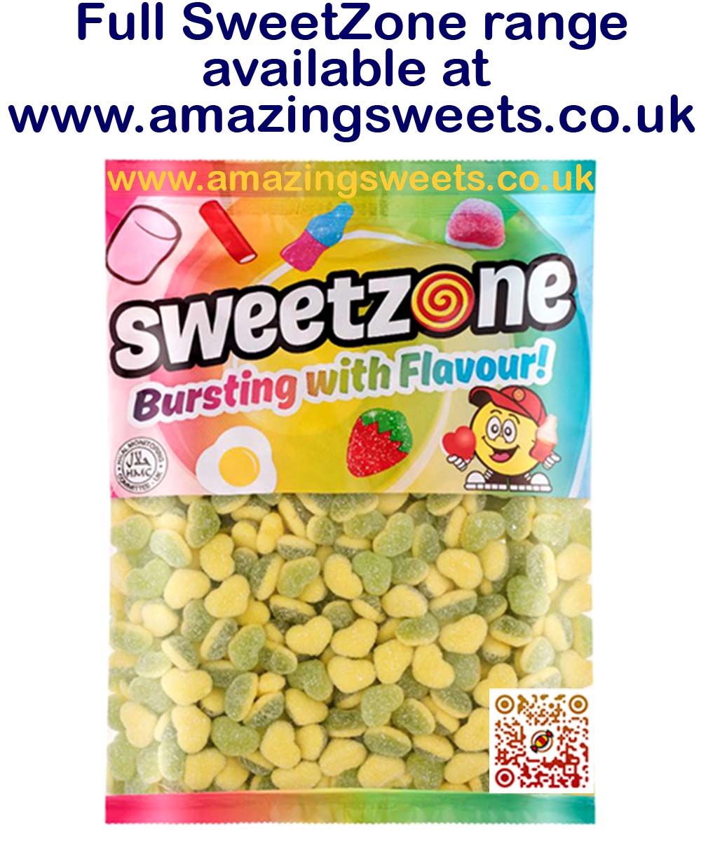 Sweetzone Apple & Custard Hearts 1kg Bag HMC Certified Halal Multi Quantity