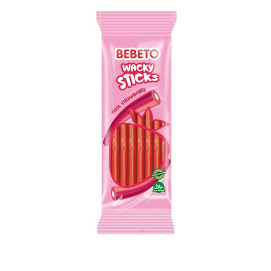 Bebeto Wacky Sticks Strawberry 160g Bag Certified Halal (16017041)