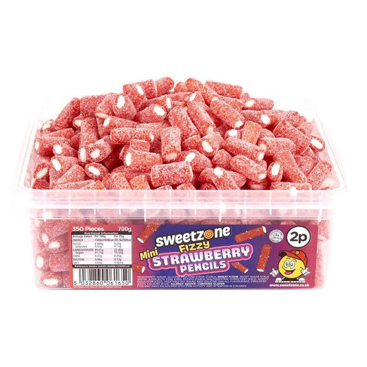 Sweetzone Mini Fizzy Strawberry Pencils 700g TUB - 1H103 HMC Certified Halal