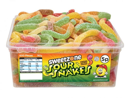 Sweetzone Sour Snakes 900g Tub of 120 Pieces HMC Certified Halal - Amazing Sweets UK