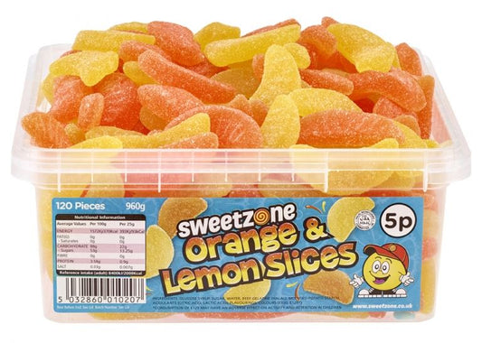 Sweetzone Orange & Lemon Slices 900g Tub of 120 Pieces HMC Certified Halal - Amazing Sweets UK