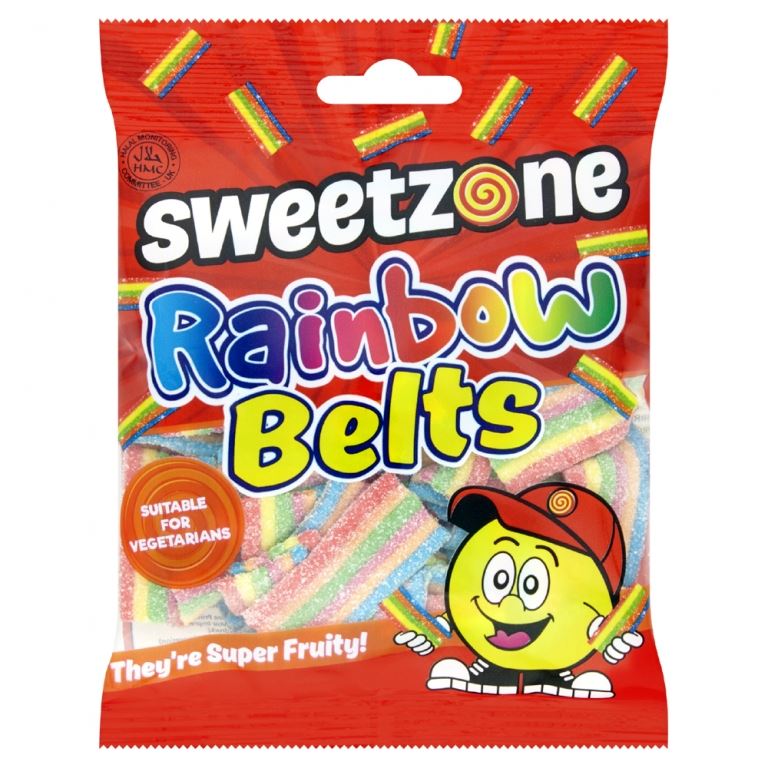 Sweetzone Rainbow Belts 90g Bag HMC Certified Halal - Amazing Sweets UK