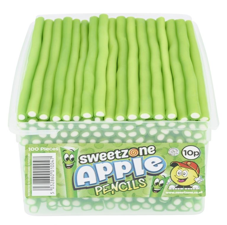 Sweetzone Apple Pencils 1.1kg Tub of 100 HMC Certified Halal - Amazing Sweets UK