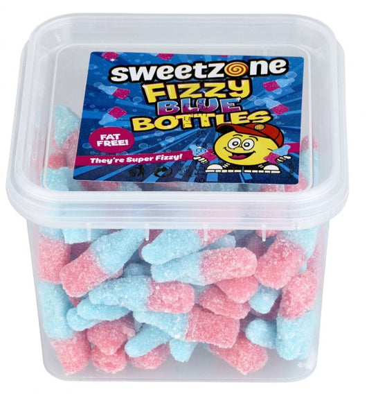 Sweetzone Fizzy Blue Bottles 180G Tub HMC Certified Halal - Amazing Sweets UK