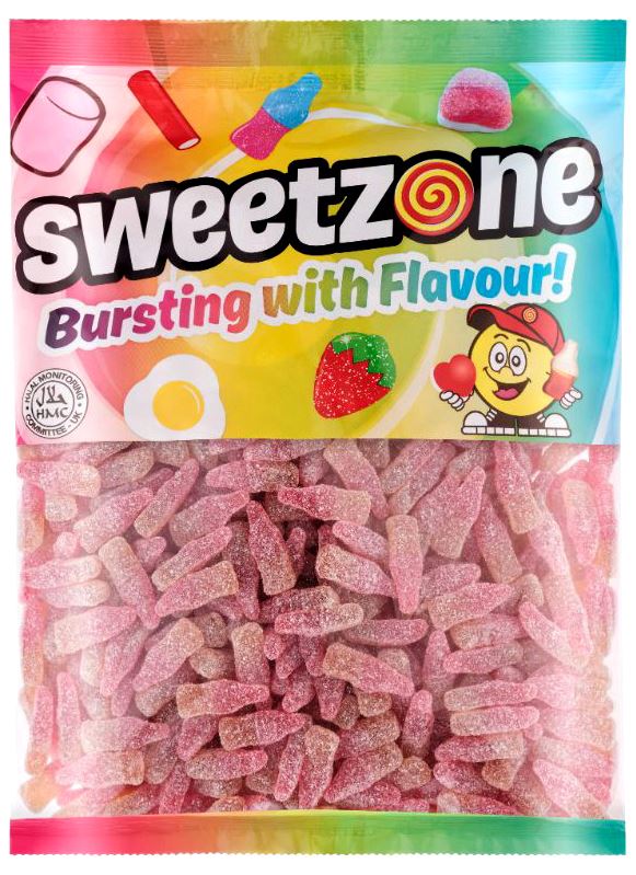 Sweetzone Fizzy Cherry Bottles 1kg Bag HMC Certified Halal - Amazing Sweets UK