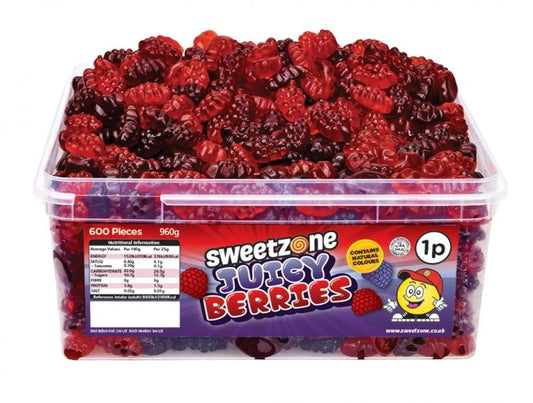 Sweetzone Juicy Berries 900g Tub of 600 Pieces HMC Certified Halal - Amazing Sweets UK