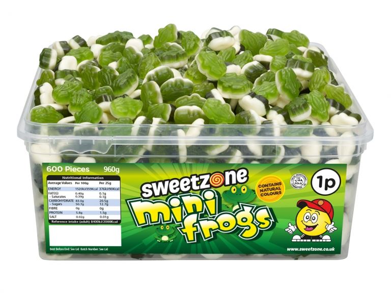 Sweetzone Mini Frogs 900g Tub of 600 Pieces HMC Certified Halal - Amazing Sweets UK