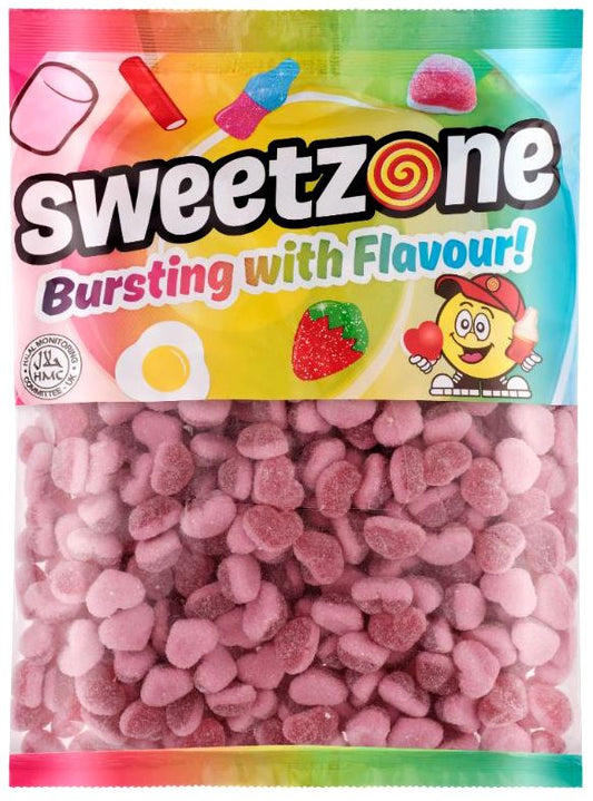 Sweetzone Fizzy Strawberry Hearts 1kg Bag HMC Certified Halal - Amazing Sweets UK