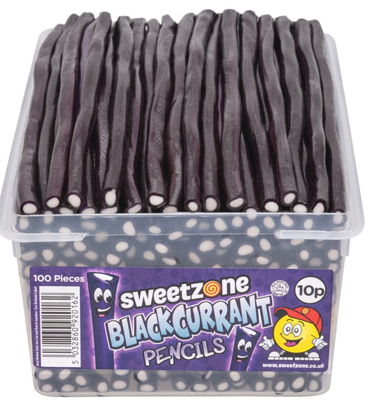 Sweetzone Blackcurrant Pencils 1.1kg Tub of 100 HMC Certified Halal - Amazing Sweets UK