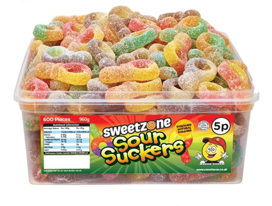 Sweetzone Sour Suckers 900g Tub of 120 Pieces HMC Certified Halal - Amazing Sweets UK