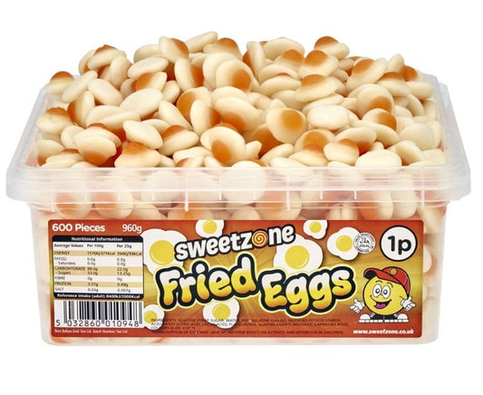 Sweetzone Fried Eggs 900g Tub of 600 Pieces HMC Certified Halal - Amazing Sweets UK