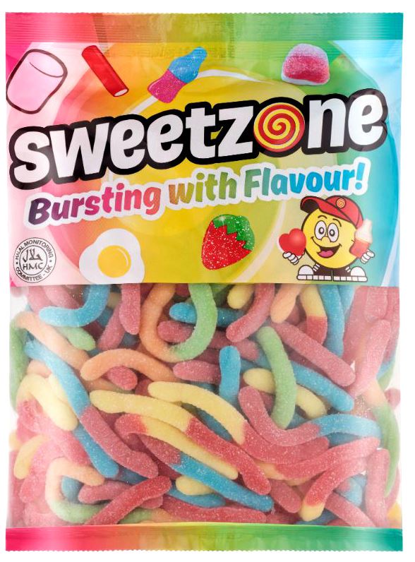 Sweetzone Sour Worms 1kg Bag HMC Certified Halal - Amazing Sweets UK